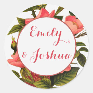 Vintage Roses Beautiful Pink Botanical Classic Round Sticker