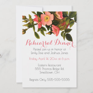 Vintage Roses Beautiful Pink Botanical Invitation
