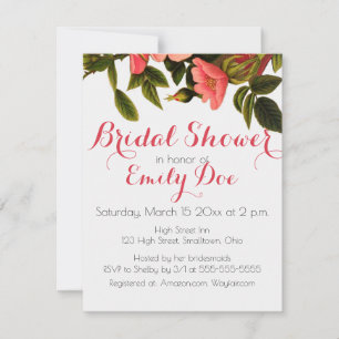 Vintage Roses Beautiful Pink Botanical Invitation