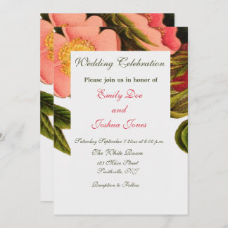 Vintage Roses Beautiful Pink Botanical Invitation