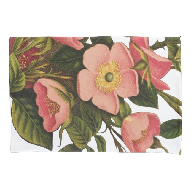 Vintage Roses Beautiful Pink Botanical Pillowcase (Front)