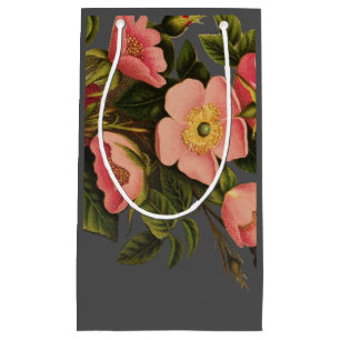 Vintage Roses Beautiful Pink Botanical Small Gift Bag