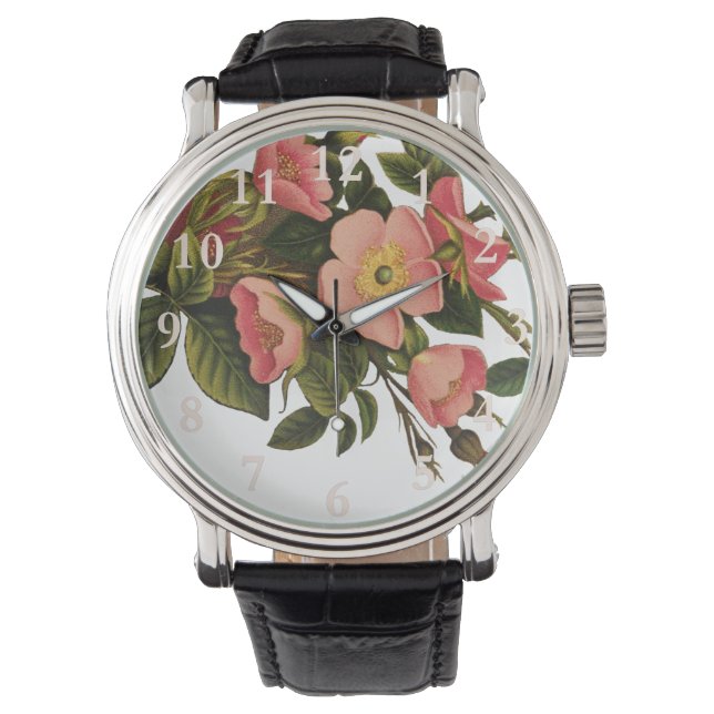 Vintage Roses Beautiful Pink Botanical Watch (Front)