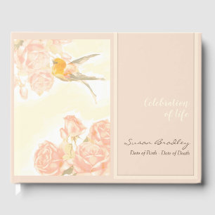 Vintage Roses Bird Memorial Celebration of Life GB Guest Book