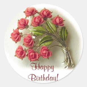 Vintage Roses Birthday Sticker