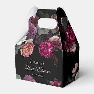 Vintage Roses Black Background Bridal Shower Favour Box