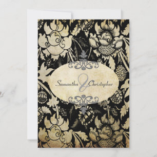 Vintage Roses Black + parchment 5x7 invitations