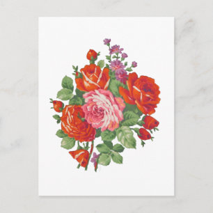 Vintage roses bouquet postcard
