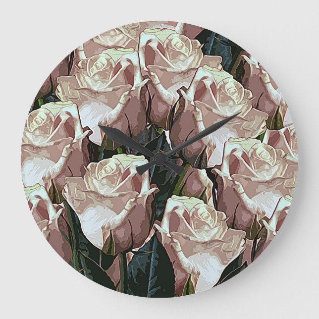 Vintage roses bunch: colourful floral. large clock (Front)