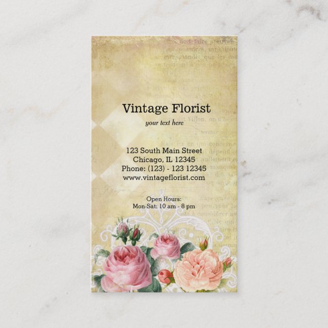 Vintage Roses Business Card (Front)