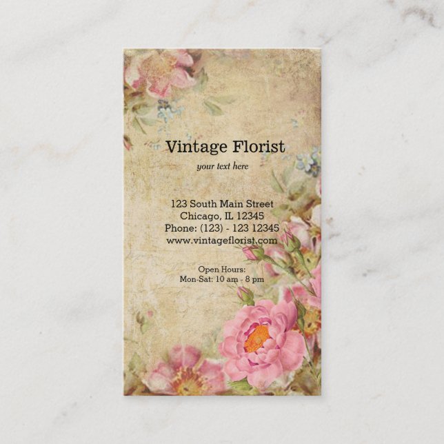 Vintage Roses Business Card (Front)