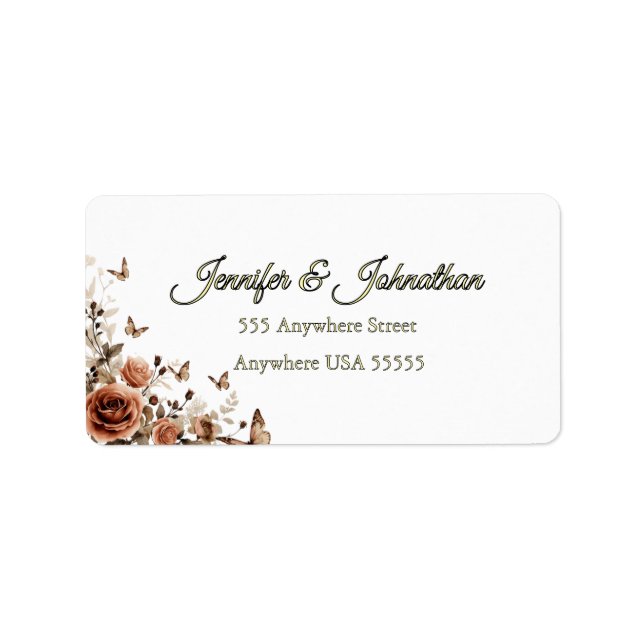Vintage Roses & Butterflies Wedding  Label (Front)