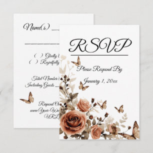 Vintage Roses & Butterflies Wedding RSVP Card
