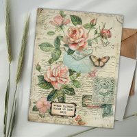 Vintage Roses & Butterfly Botanical Ephemera