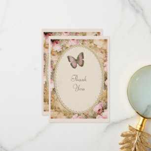 Vintage Roses Butterfly, Music Notes Thank You