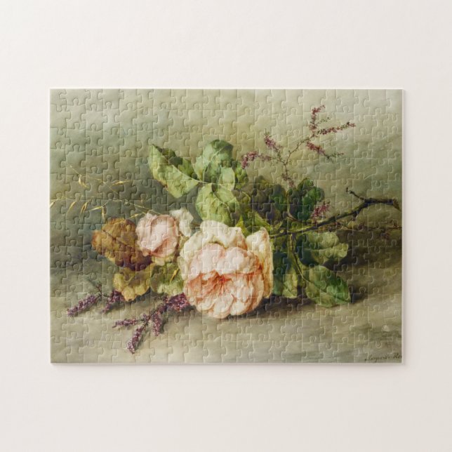 Vintage Roses by  Margaretha Roosenboom Jigsaw Puzzle (Horizontal)