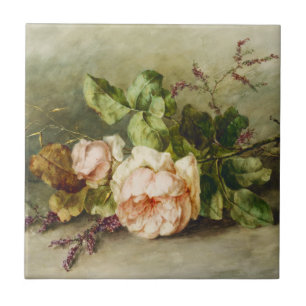 Vintage Roses by Margaretha Roosenboom Tile
