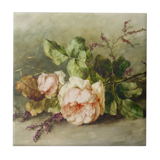 Vintage Roses by Margaretha Roosenboom Tile (Front)