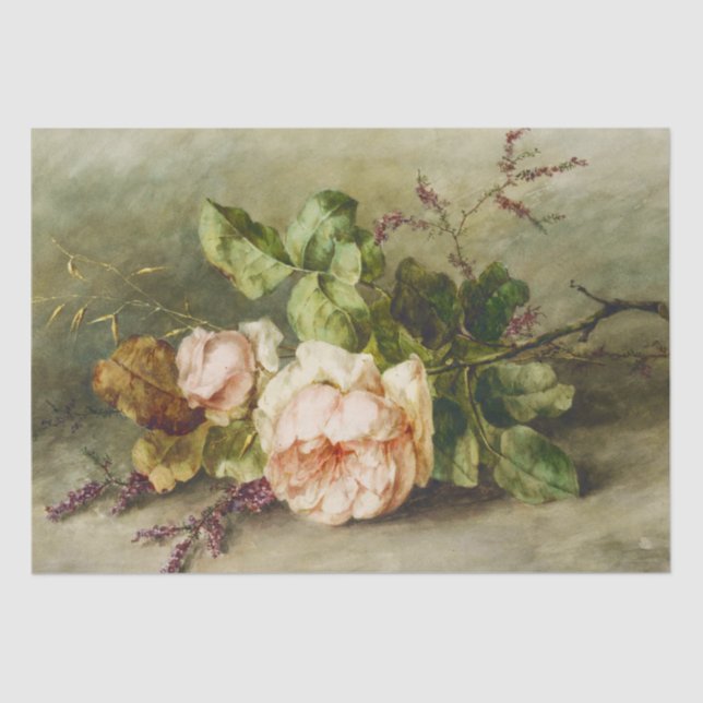 Vintage Roses by Margaretha Roosenboom Tissue Paper (Front)