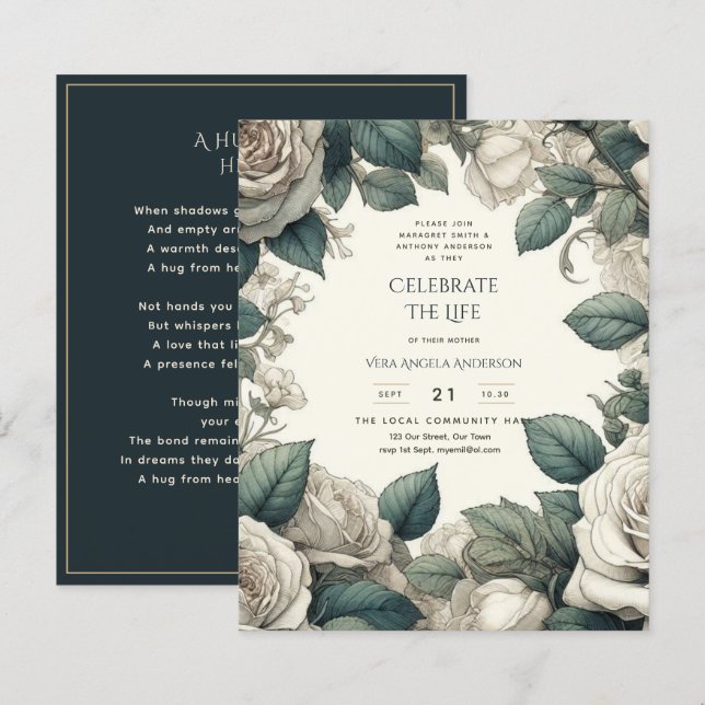 Vintage Roses Celebration of Life Memorial Poem (Front/Back)