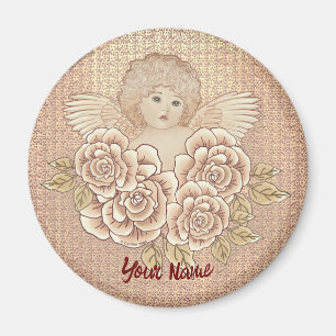 Vintage Roses Cherub Angel Magnet