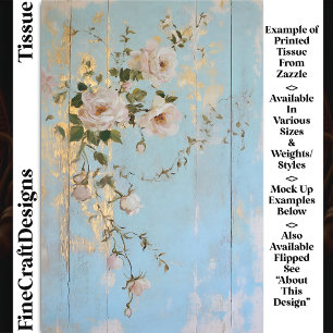 Vintage Roses, Distressed Blue Wood DY5L Decoupage Tissue Paper