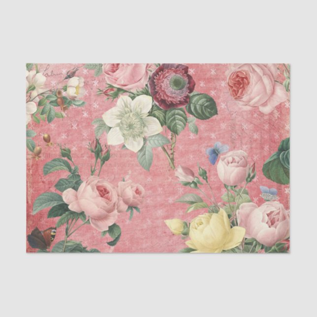 Vintage Roses Elegant French Collage Tissue Paper (Front)