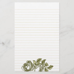 Vintage Roses Etching Gold Lined Stationery