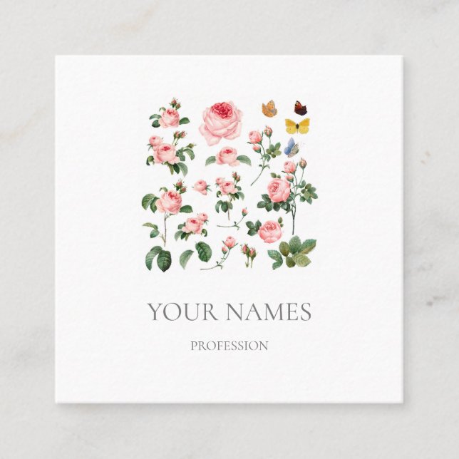 VINTAGE ROSES FLORAL BUSINESS CARD (Front)