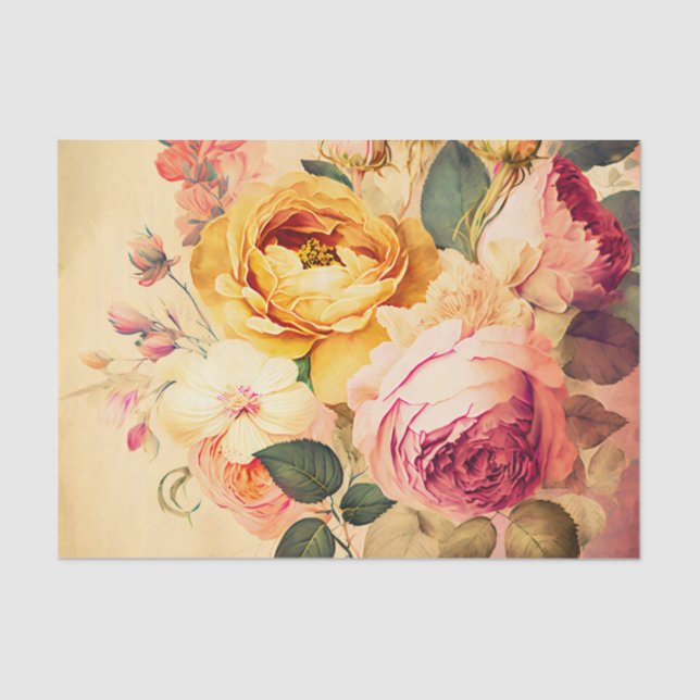 VINTAGE ROSES floral decoupage paper (Front)