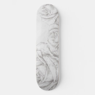 Vintage Roses Floral Grey Decorative Skateboard
