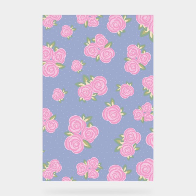 Vintage roses floral pattern acrylic sign (Front)