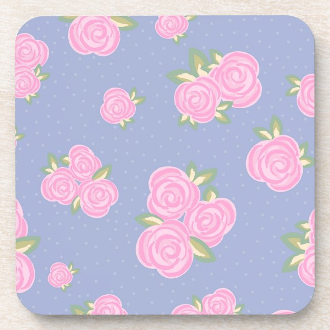 Vintage roses floral pattern coaster (Front)