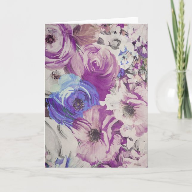 Vintage Roses Floral Pattern Illustration Card (Front)