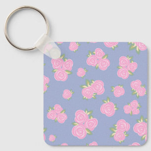 Vintage roses floral pattern key ring