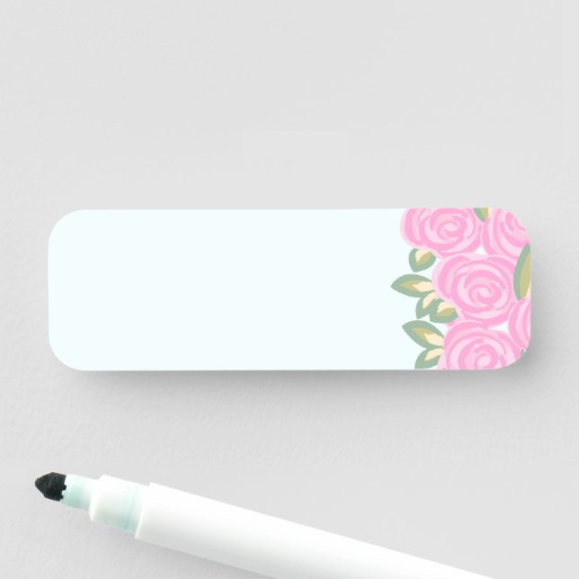 Vintage roses floral pattern name tag (In Situ)
