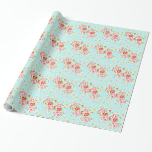 Vintage roses floral shabby wedding wrappingpaper