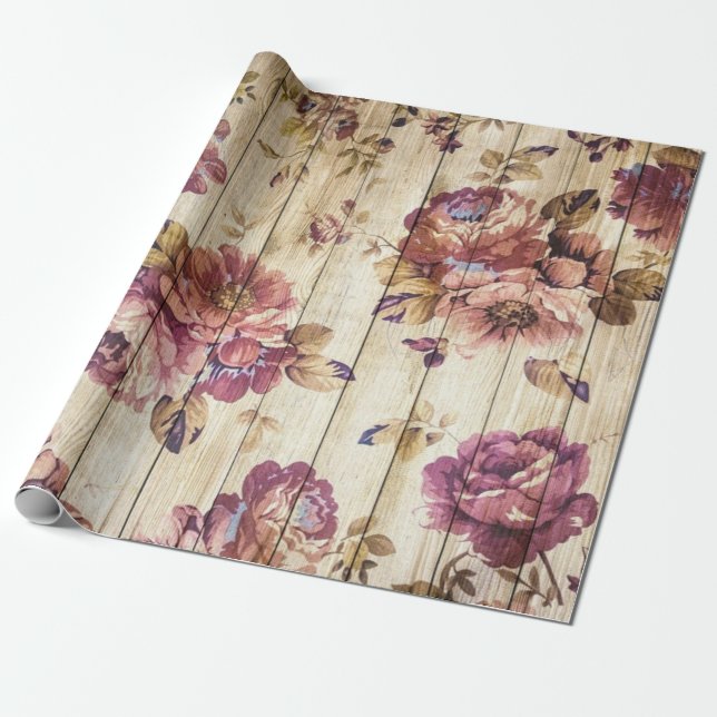 Vintage Roses Floral  Wrapping Paper (Unrolled)