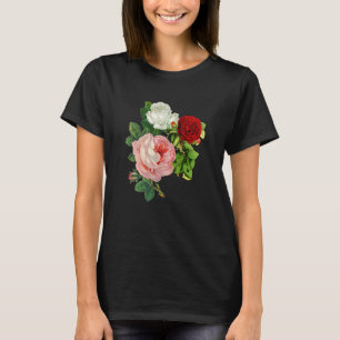 Vintage Roses Flower Floral Illustration Blossom T-Shirt
