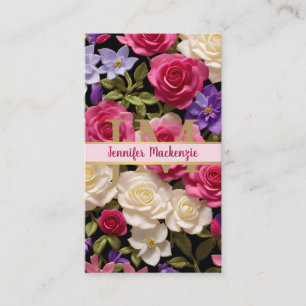 Vintage Roses Flowers Gold Pretty Pink Purple Business Card