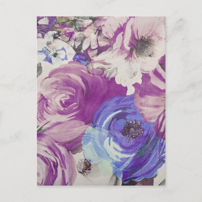 Vintage Roses Flowers Pattern Illustration Postcard (Front)