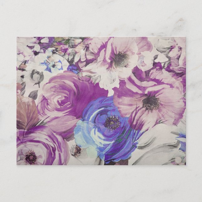 Vintage Roses Flowers Pattern Illustration Postcard (Front)