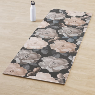 Vintage Roses Grey Yoga Exercise Floor Mat