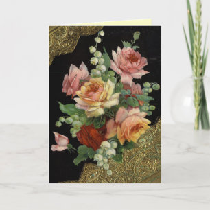 Vintage Roses Happy Birthday card