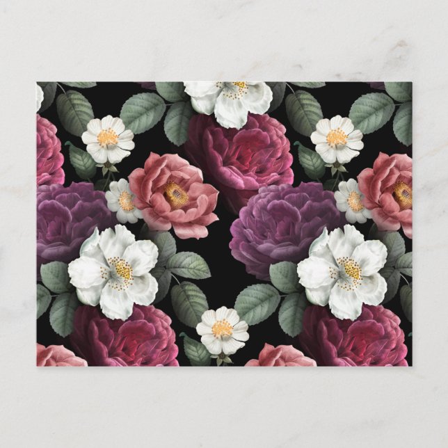 Vintage Roses Illustration Art Postcard (Front)