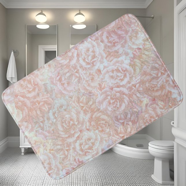 Vintage roses in cream - floral pattern  bath mat (Creator Uploaded)