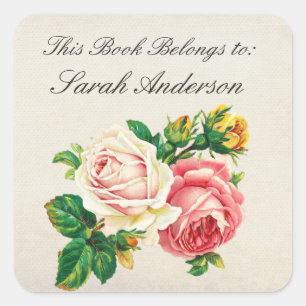 Vintage Roses Ladies Book plate Stickers