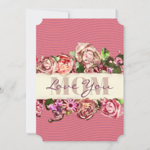 Vintage Roses Love You Mum Custom Mother's Day Holiday Card