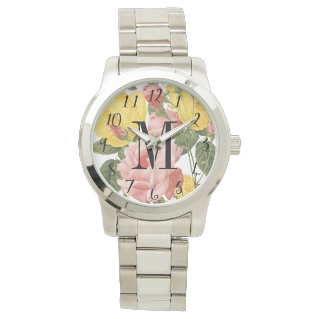Vintage Roses Monogrammed Watch (Front)