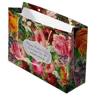Vintage Roses Mother's DAY GIFT - CHANGE TEXT Large Gift Bag